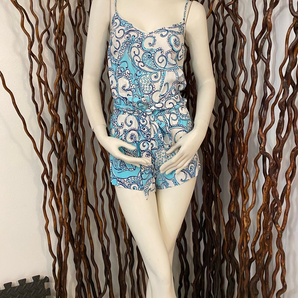 Lilly Pulitzer Blue and White Paisley Jumpsuit